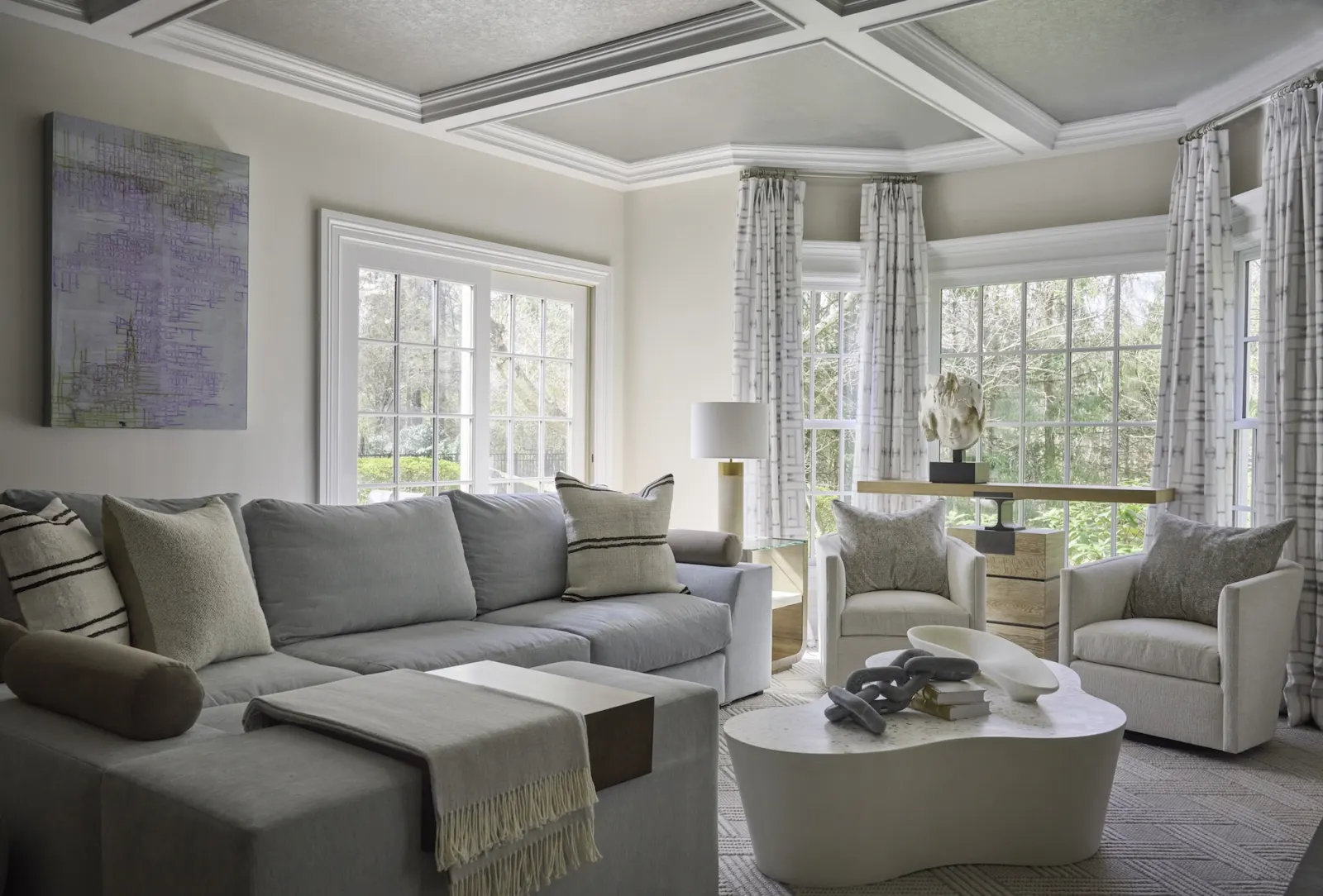 Living room in a New Canaan, Connecticut home designed by Beth Krupa Interiors