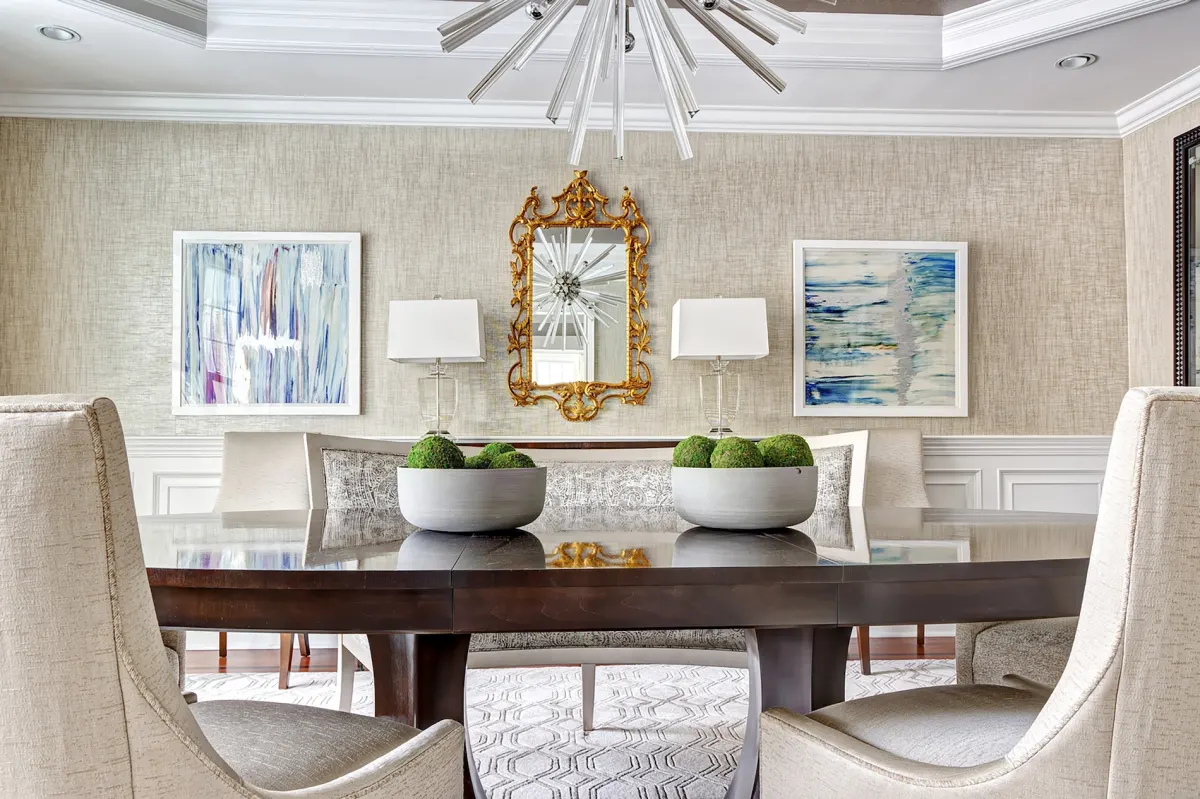 Entertaining space in a Wilton, Connecticut home by Beth Krupa Interiors